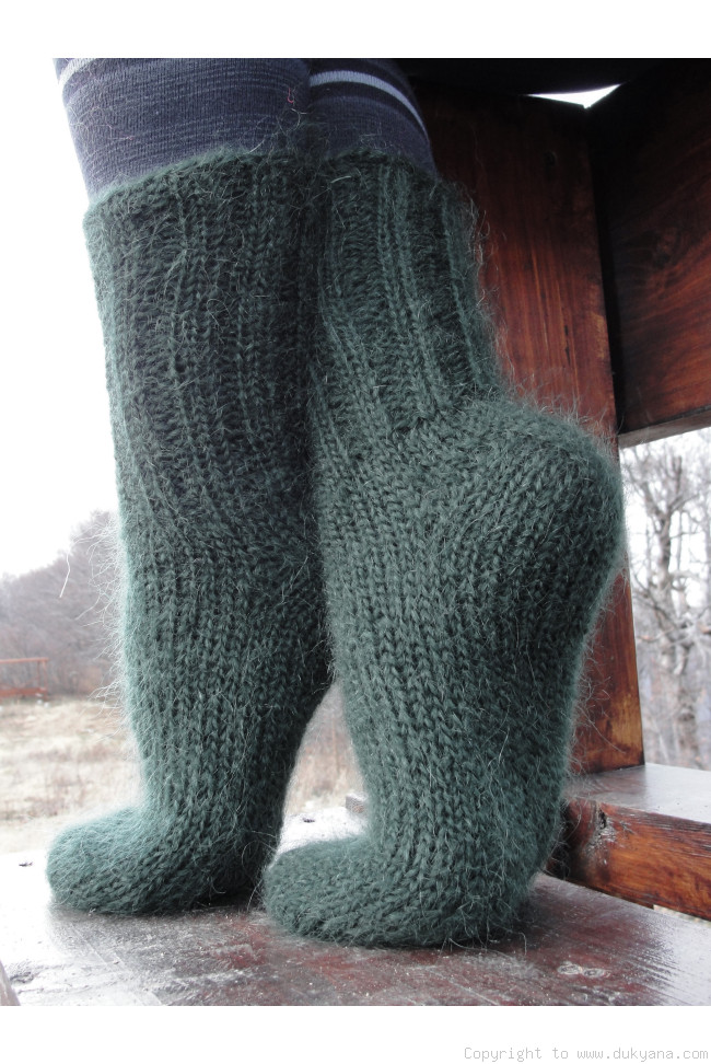 Handmade mohair socks knitted in hunter green/SO24